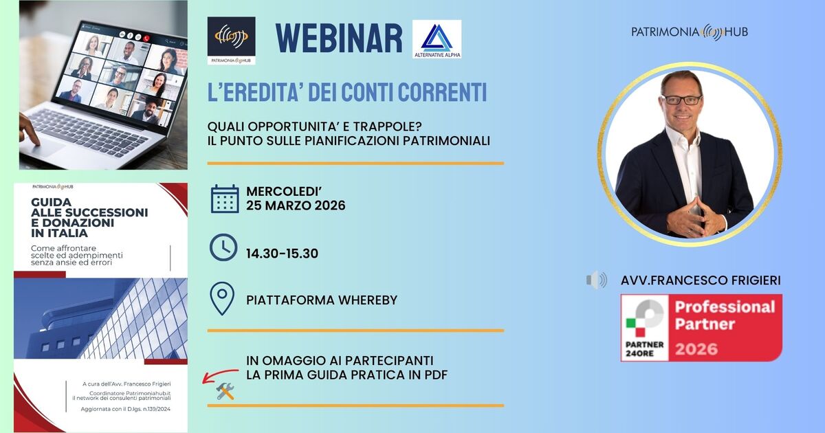 Webinar: Eredità dei conti correnti